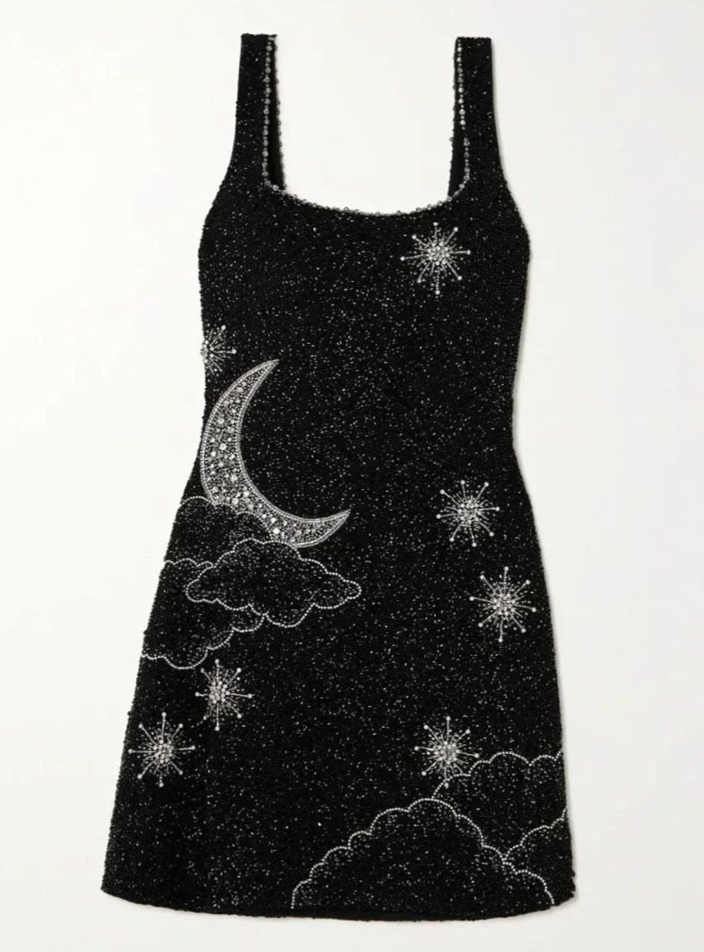 Women's Black Sequin Mini Dress Wide-Strap Sleeveless Evening
