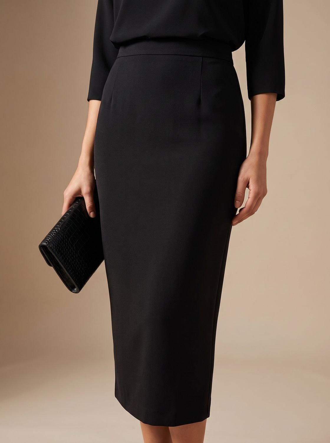 Women's Boat Neck Top Midi Skirt Two-Piece Crepe Co-ord Set