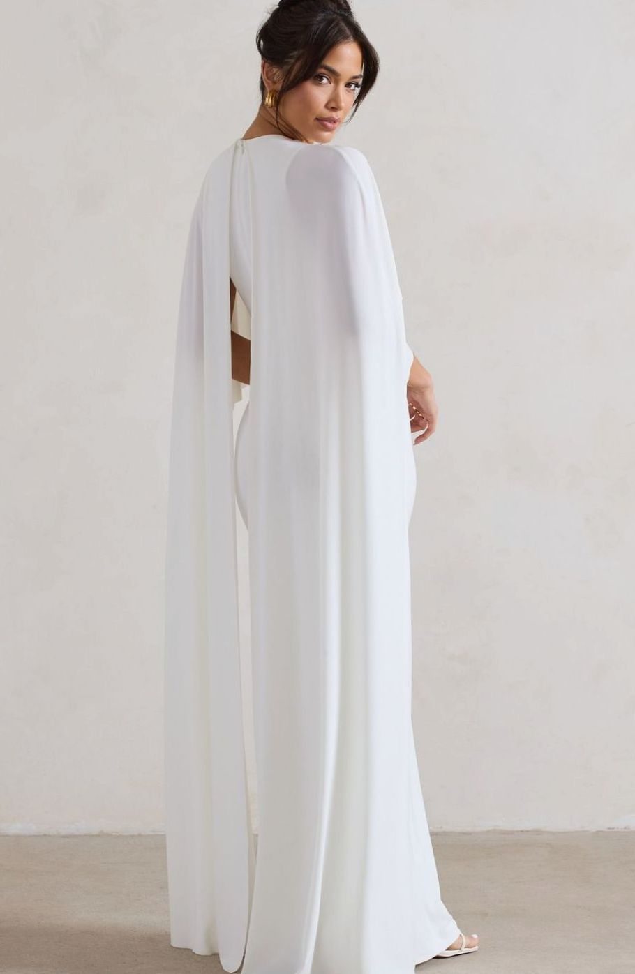 Women's Bodycon Cape-Sleeve Stretch Jersey Maxi Dress