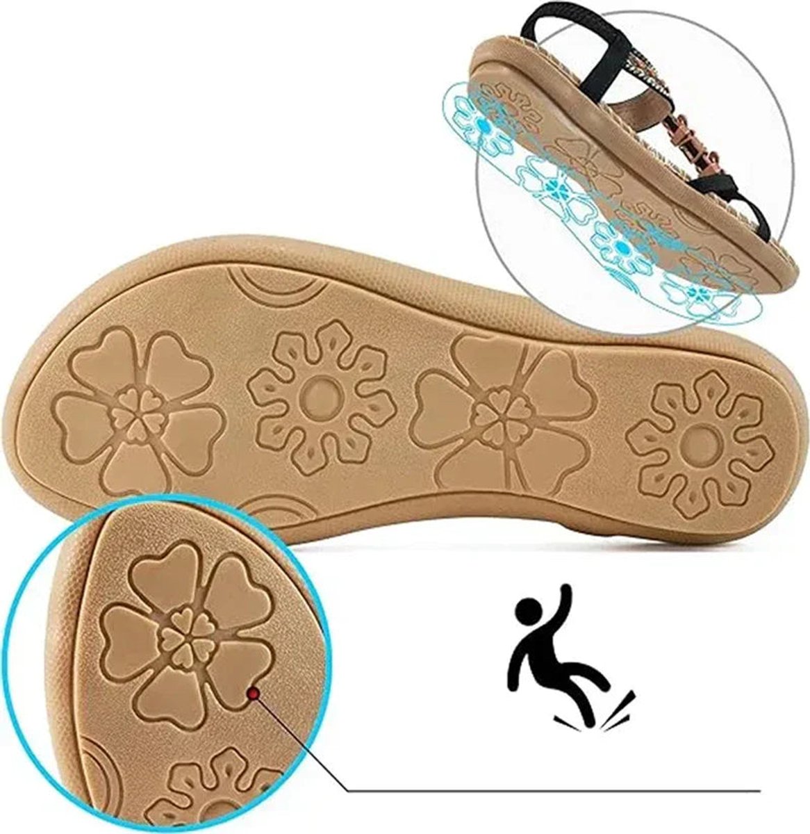 Women's Bohemian Beaded Flat Comfort Sandals Braided Strap