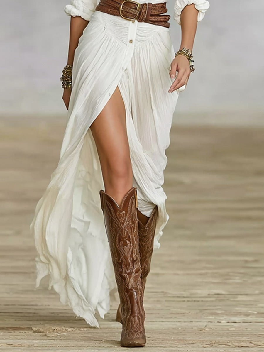 Women's Boho Flowy Button-Down Summer Dress Jumpsuit Maxi