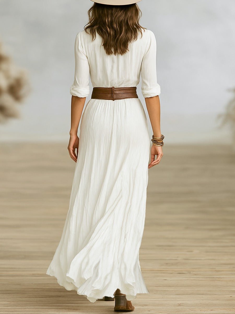 Women's Boho Flowy Button-Down Summer Dress Jumpsuit Maxi