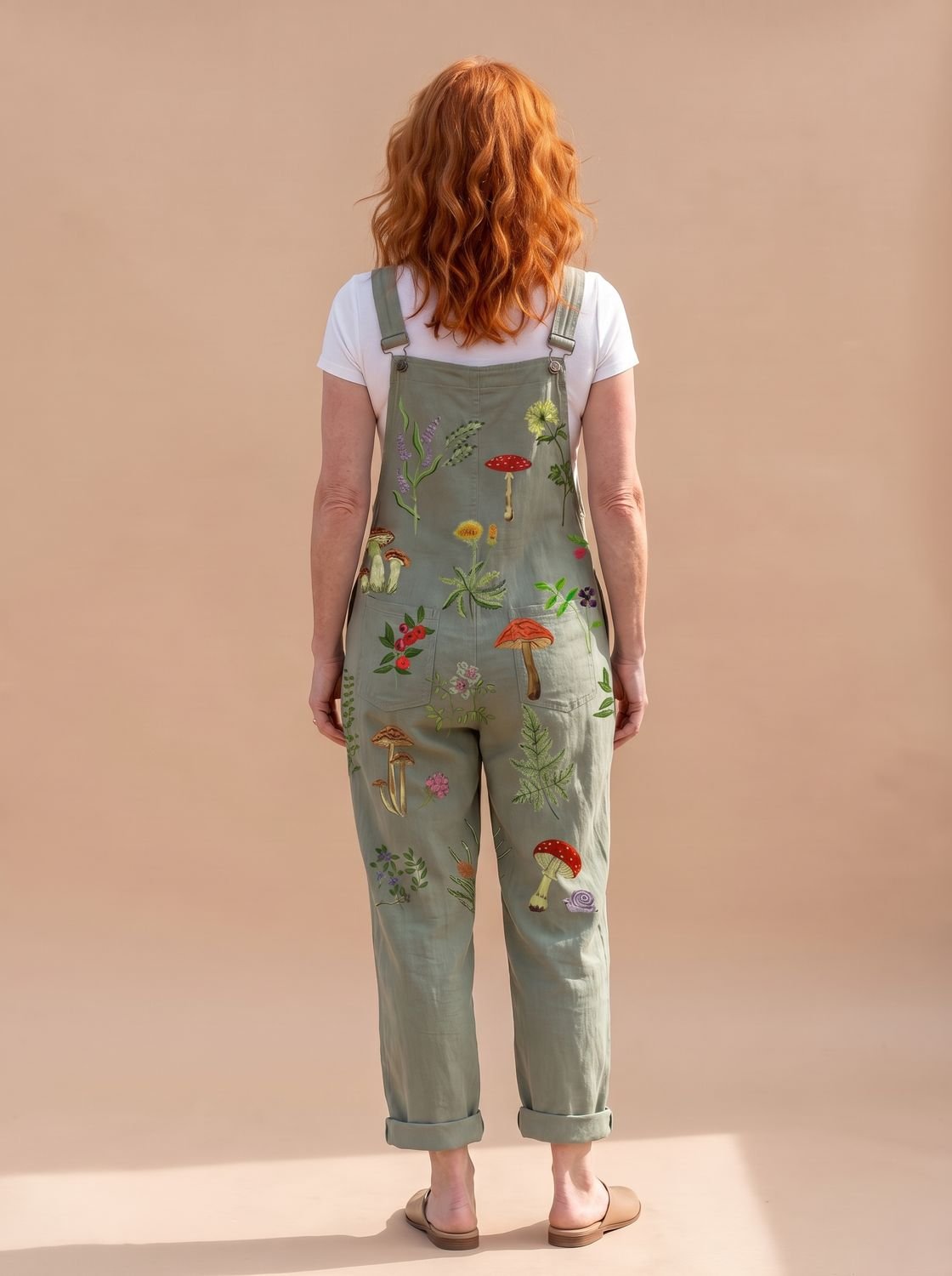 Women's Botanical Print Relaxed Wide-Leg Sleeveless Jumpsuit