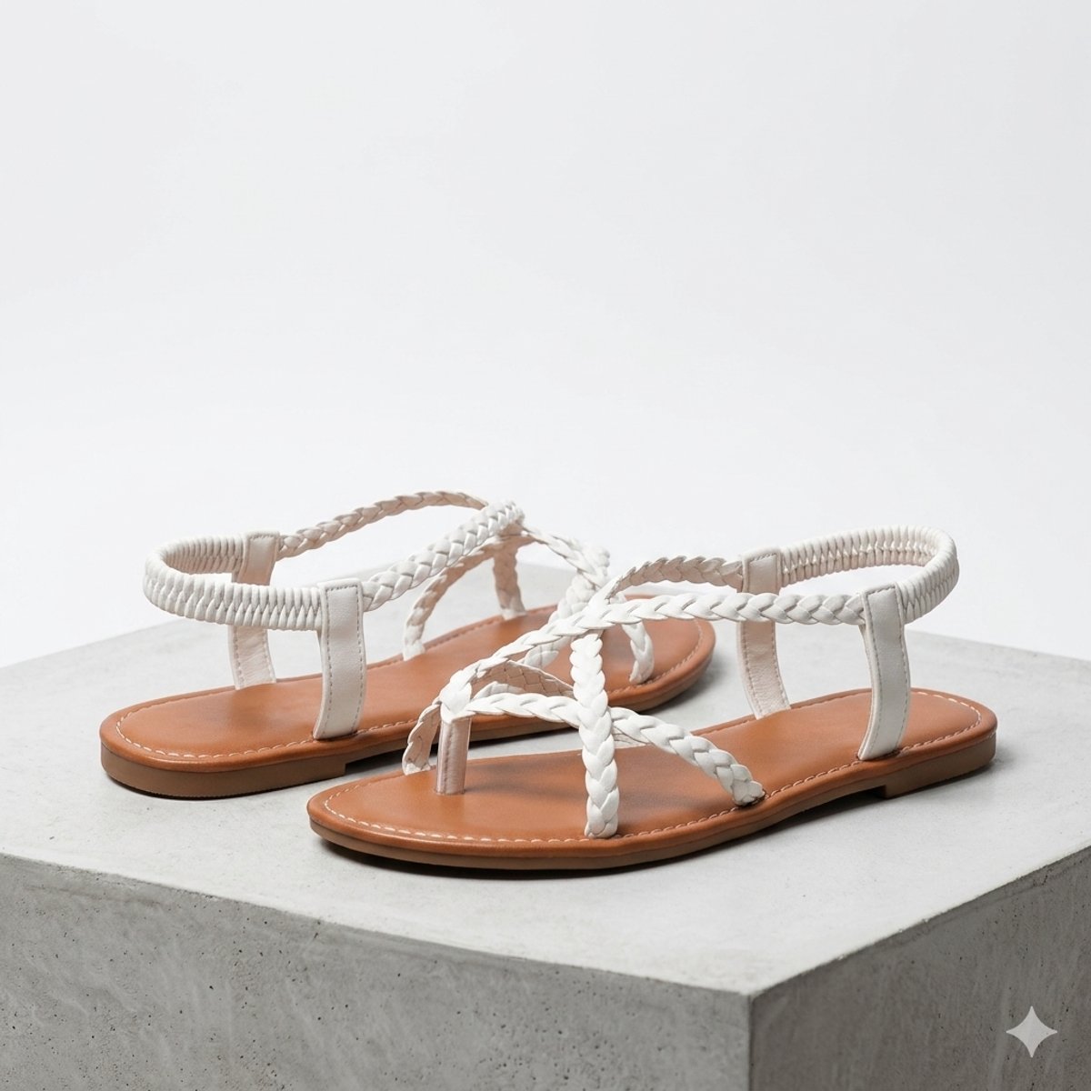 Women's Braided Flat Comfort Sandals Elastic Slingback Summer