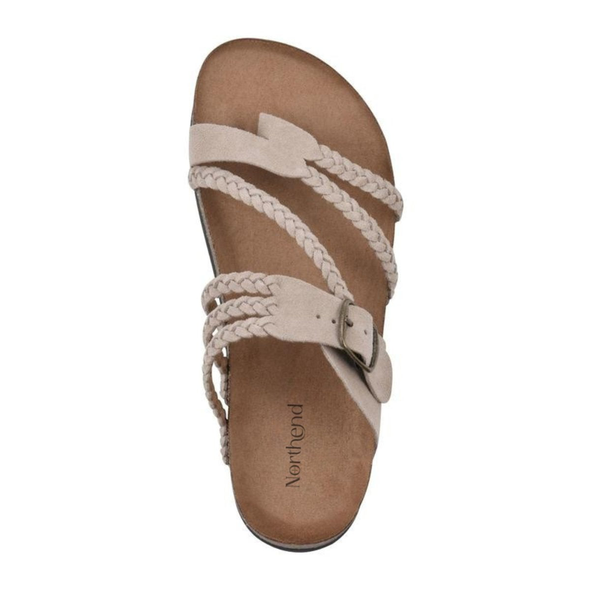 Women's Braided Suede Comfort Sandals Cork Footbed Toe-Loop