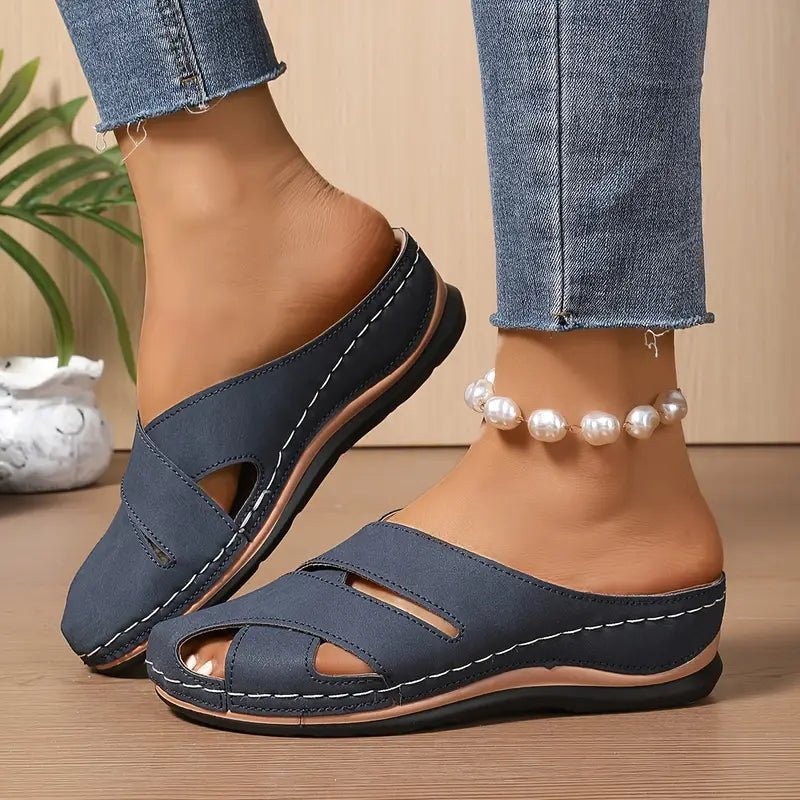 Women's Breathable Cross-Strap Cushioned Slide Sandals
