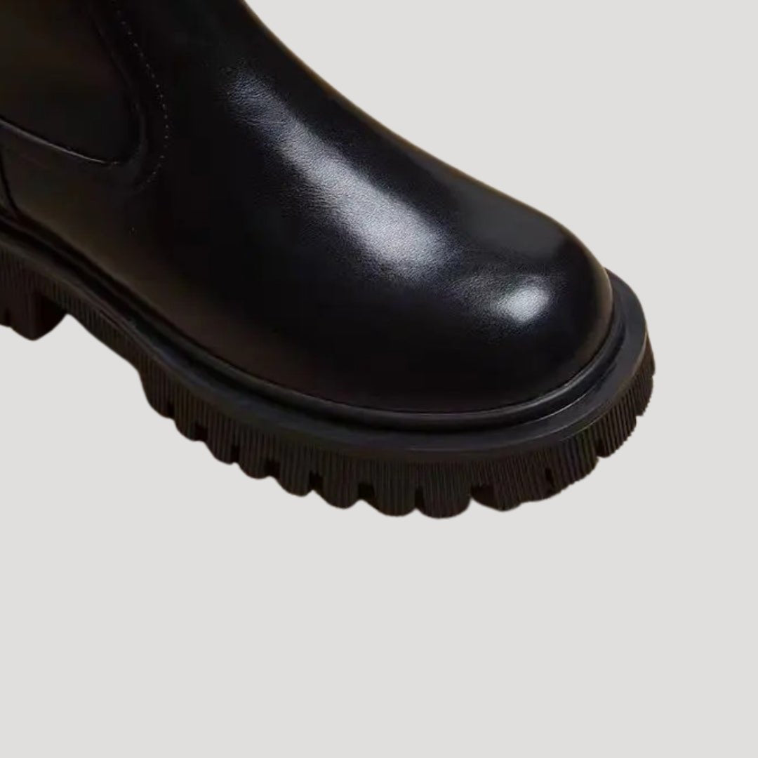 Women's Chunky Mid-Calf Leather Boots