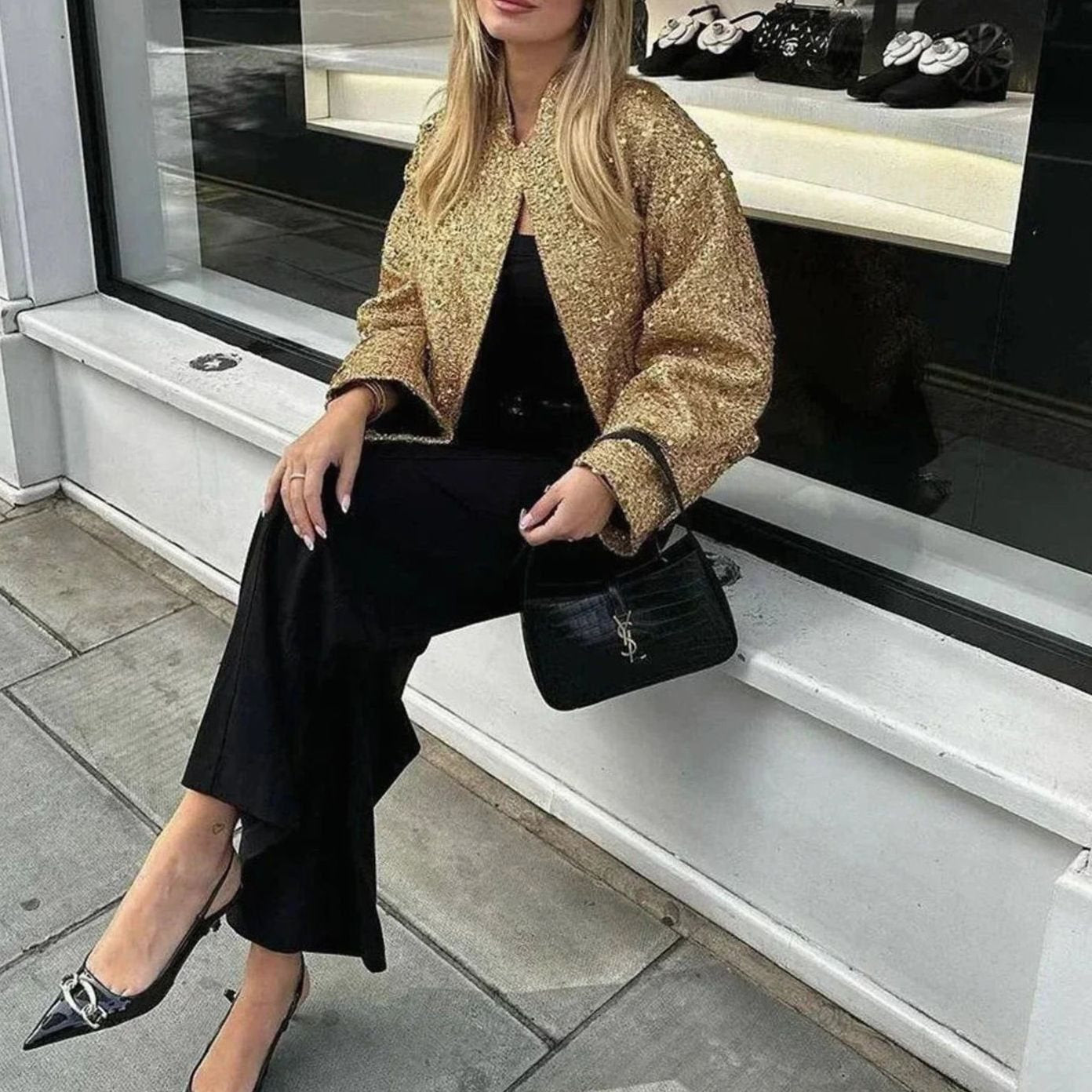 Women's City Chic Sequin Tweed Blazer Jacket