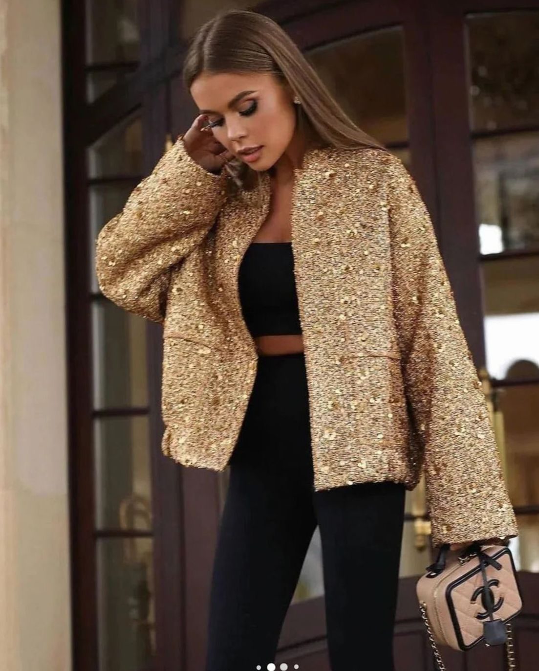 Women's City Chic Sequin Tweed Blazer Jacket