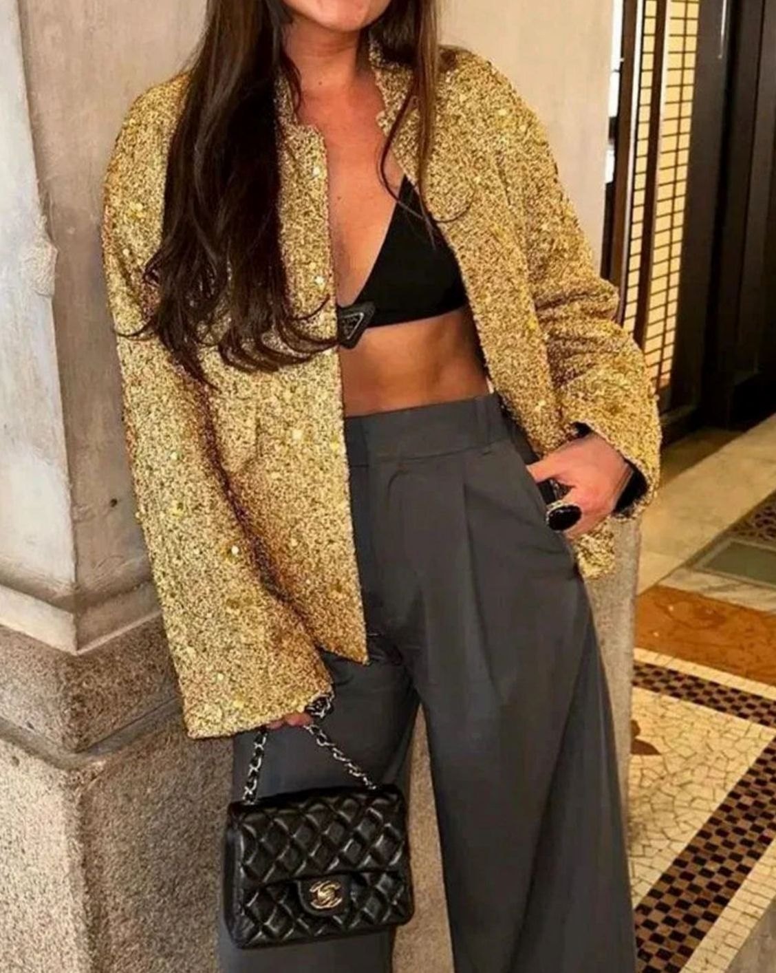 Women's City Chic Sequin Tweed Blazer Jacket