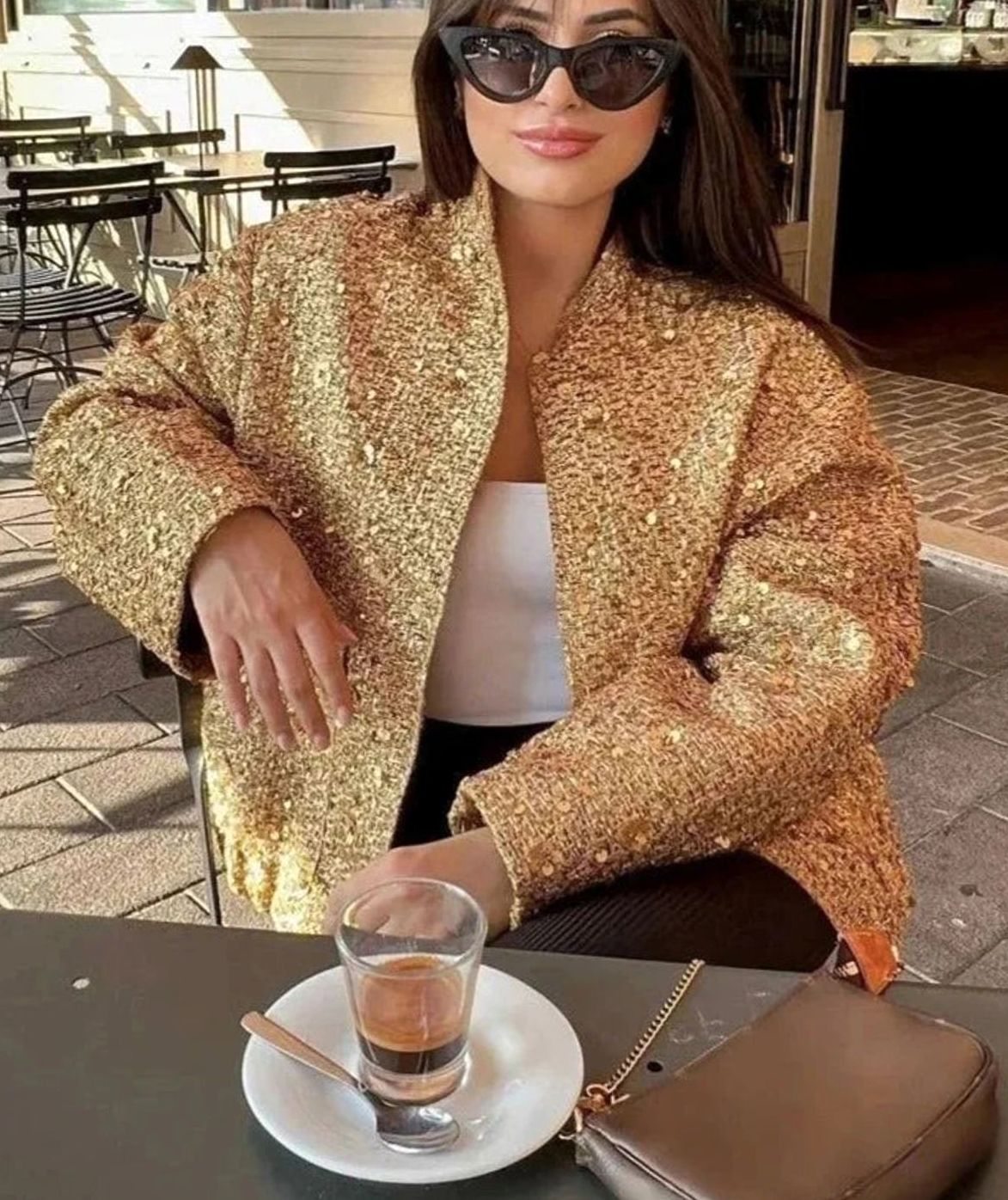 Women's City Chic Sequin Tweed Blazer Jacket