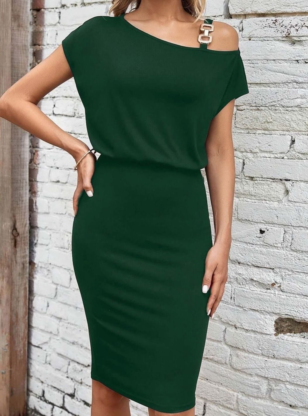 Women's Cold Shoulder Short Sleeve Formal Bodycon Dress, Burgundy