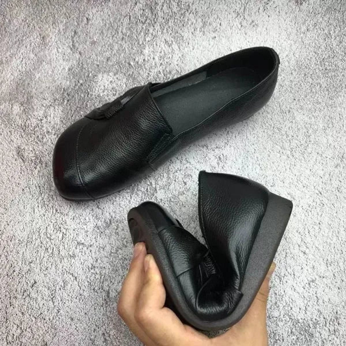 Women's Comfort Leather Slip-On Arch Support Wedge Flats