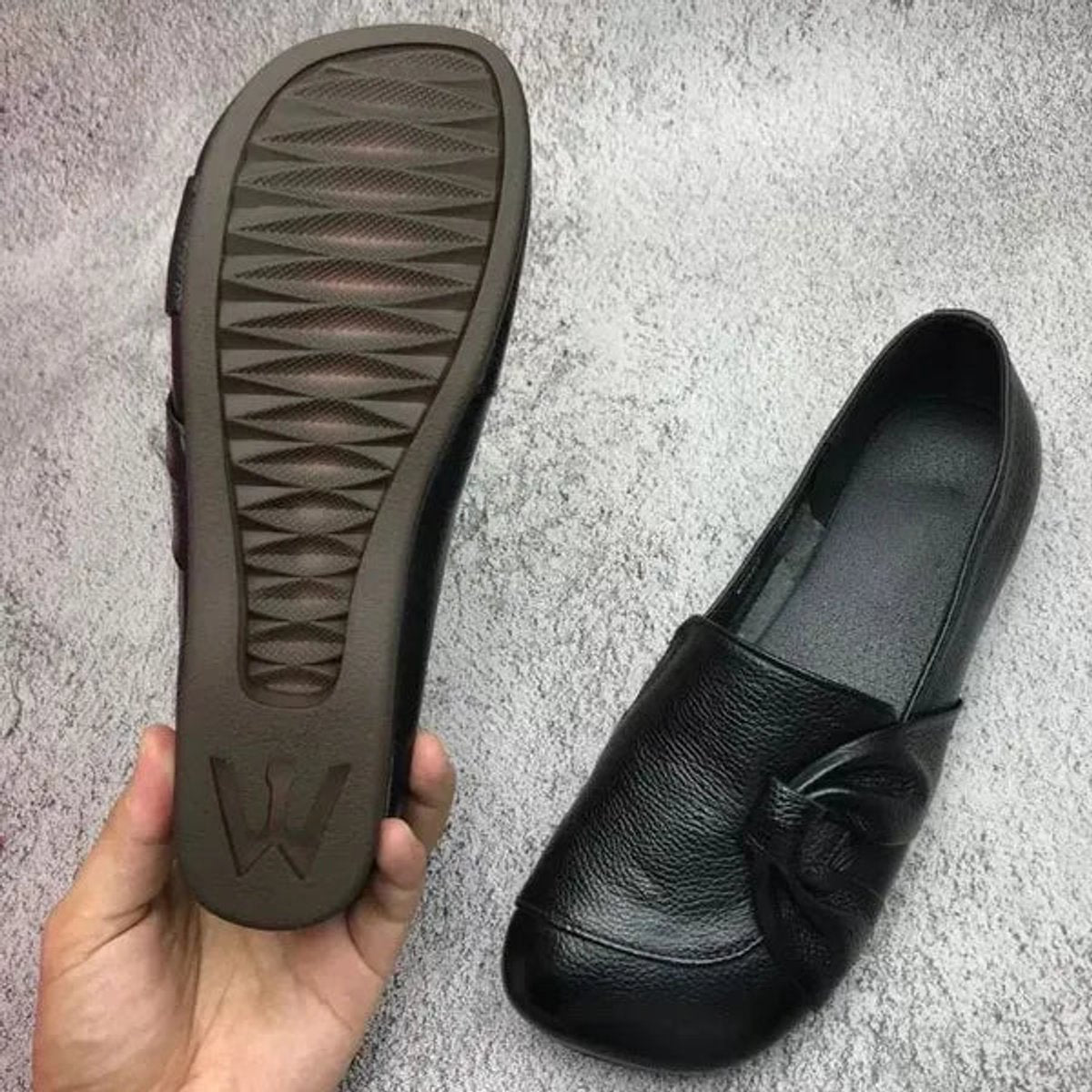 Women's Comfort Leather Slip-On Arch Support Wedge Flats