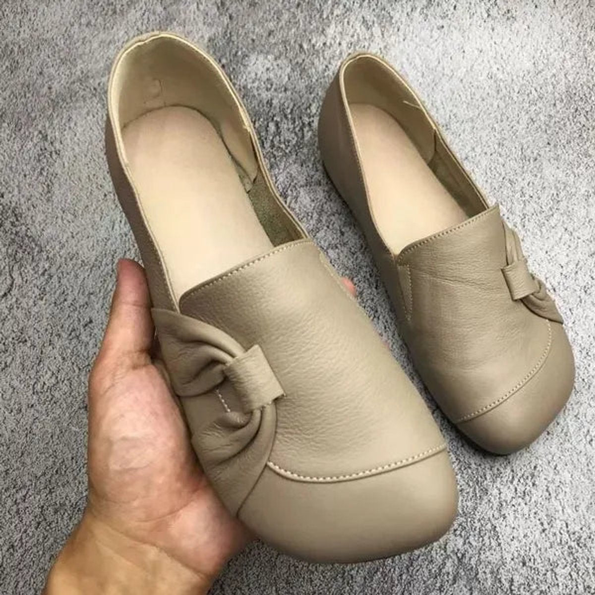 Women's Comfort Leather Slip-On Arch Support Wedge Flats