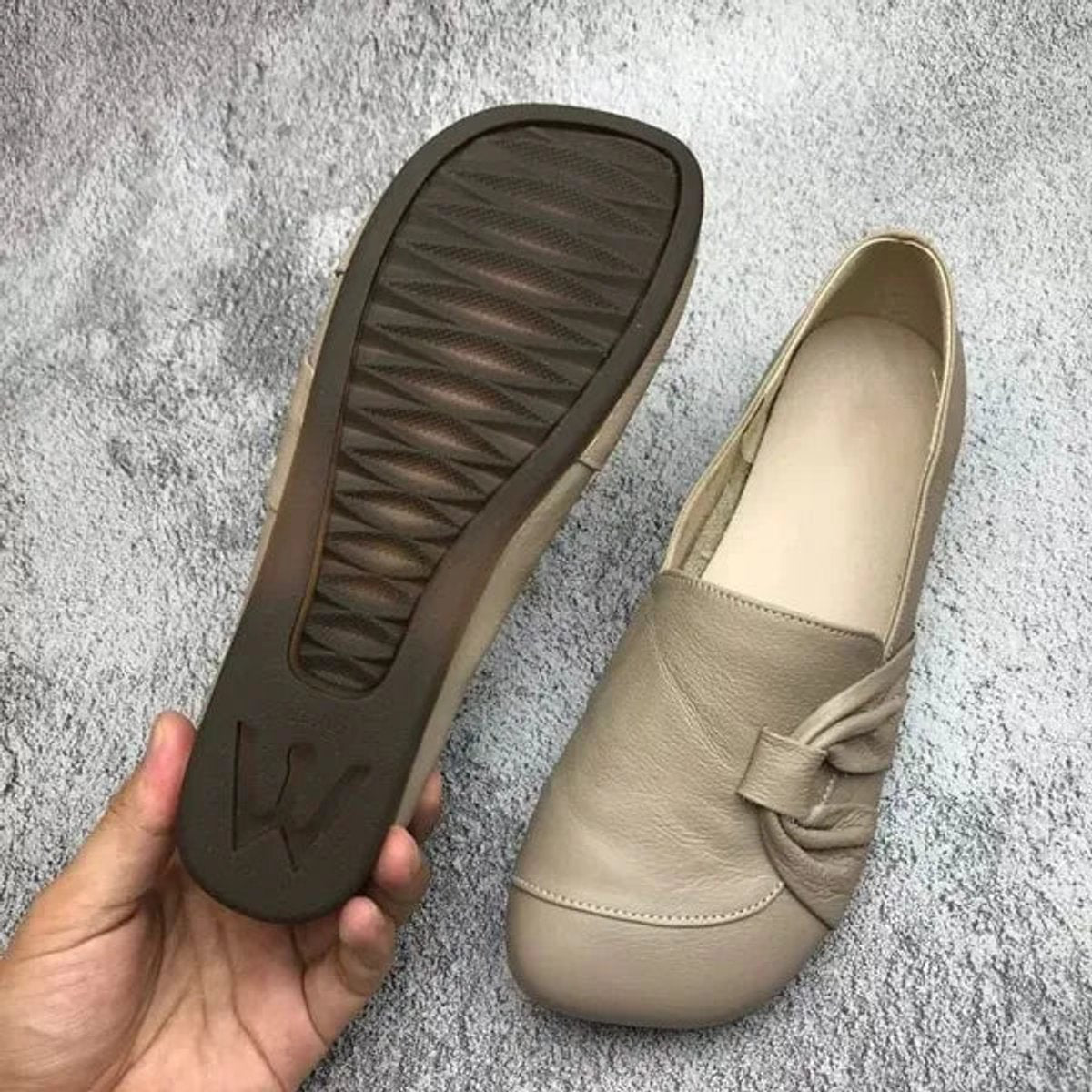 Women's Comfort Leather Slip-On Arch Support Wedge Flats