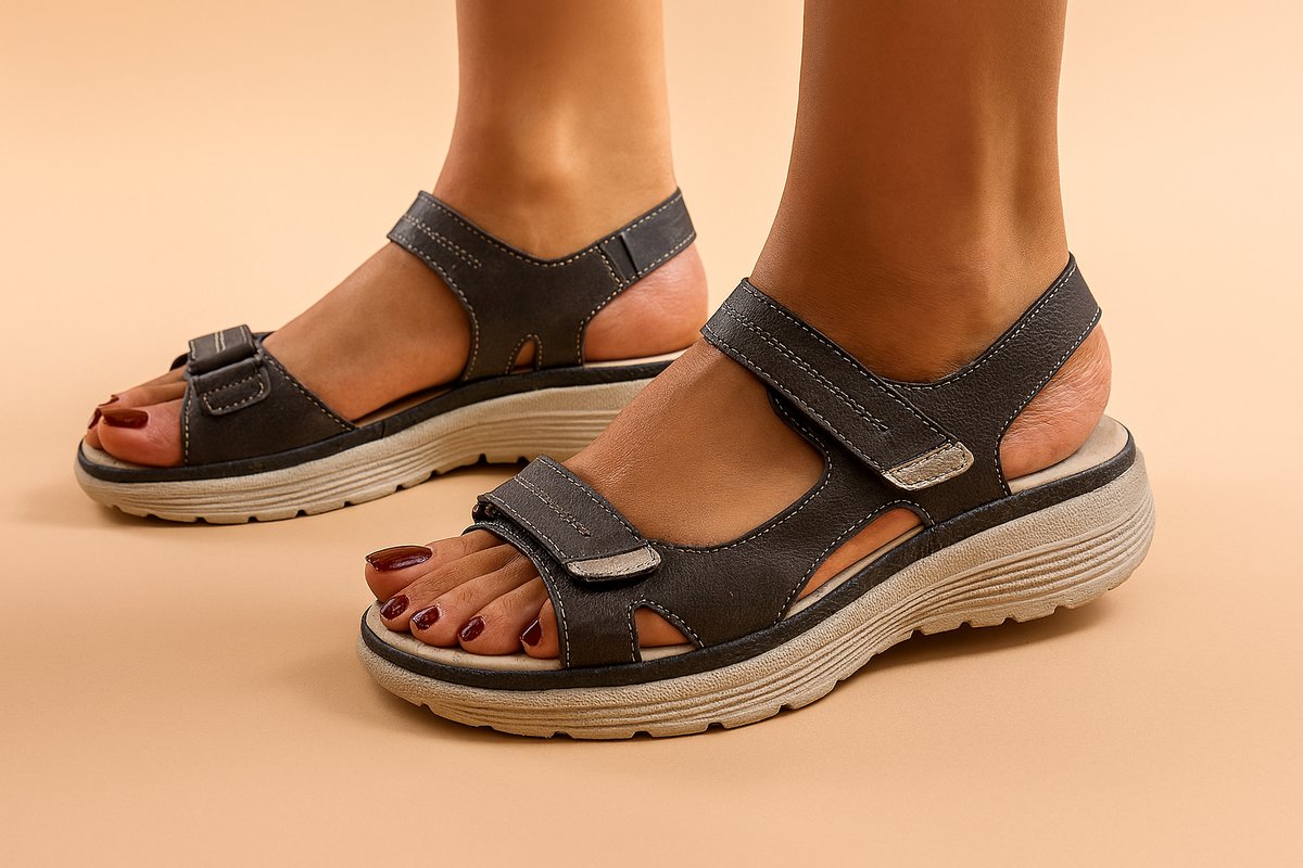 Women's Comfort Sandals Adjustable Strap Thick-Sole Sport Sandals - Black