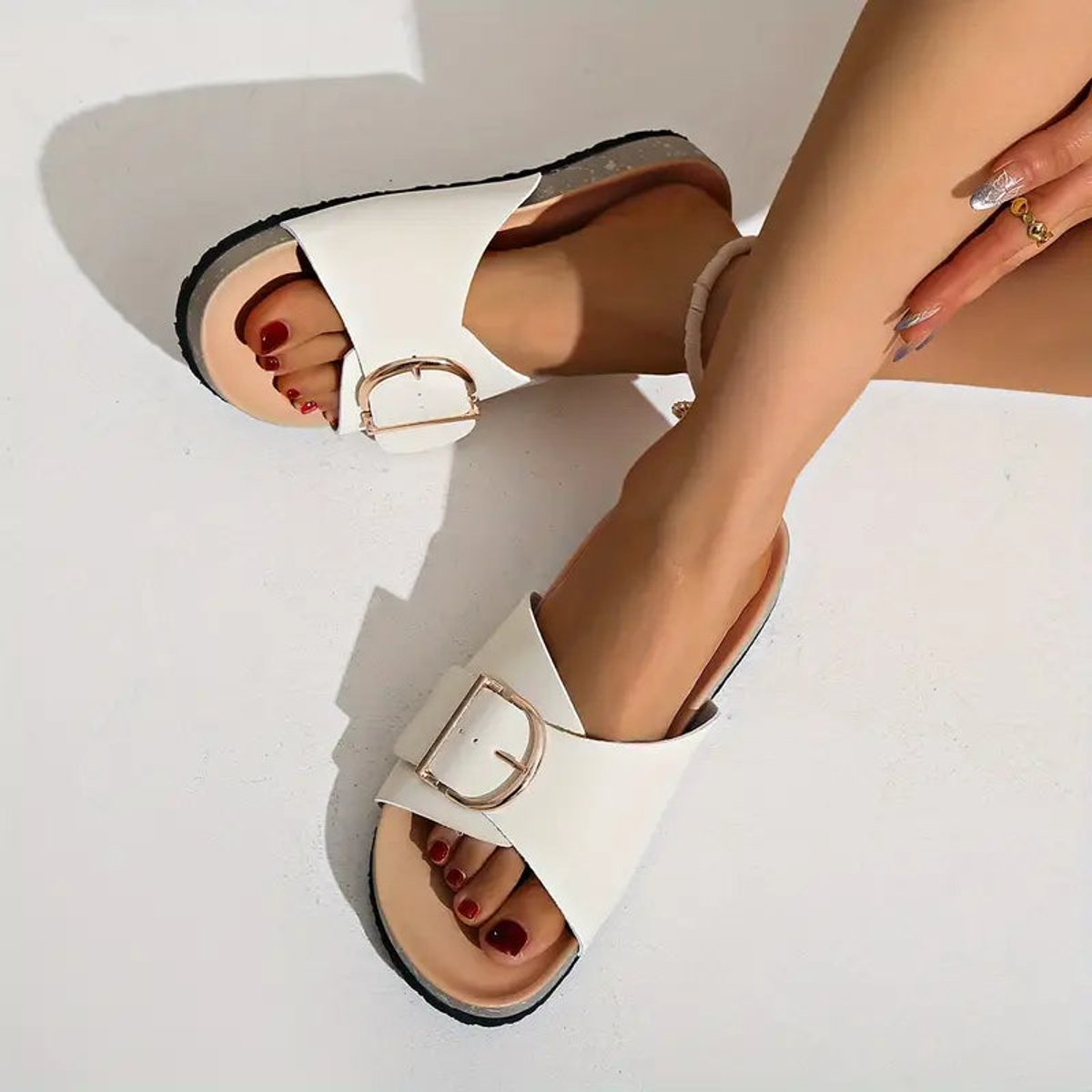 Women's Comfort Sandals Buckle Strap Cork Footbed Slides