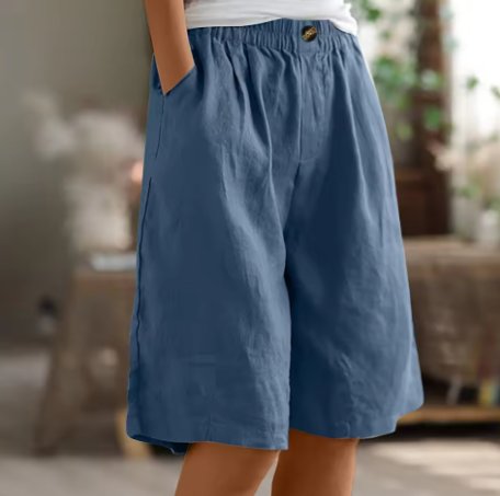 Women's Comfort Shorts Elastic Waist Mid Thigh Casual - Blue