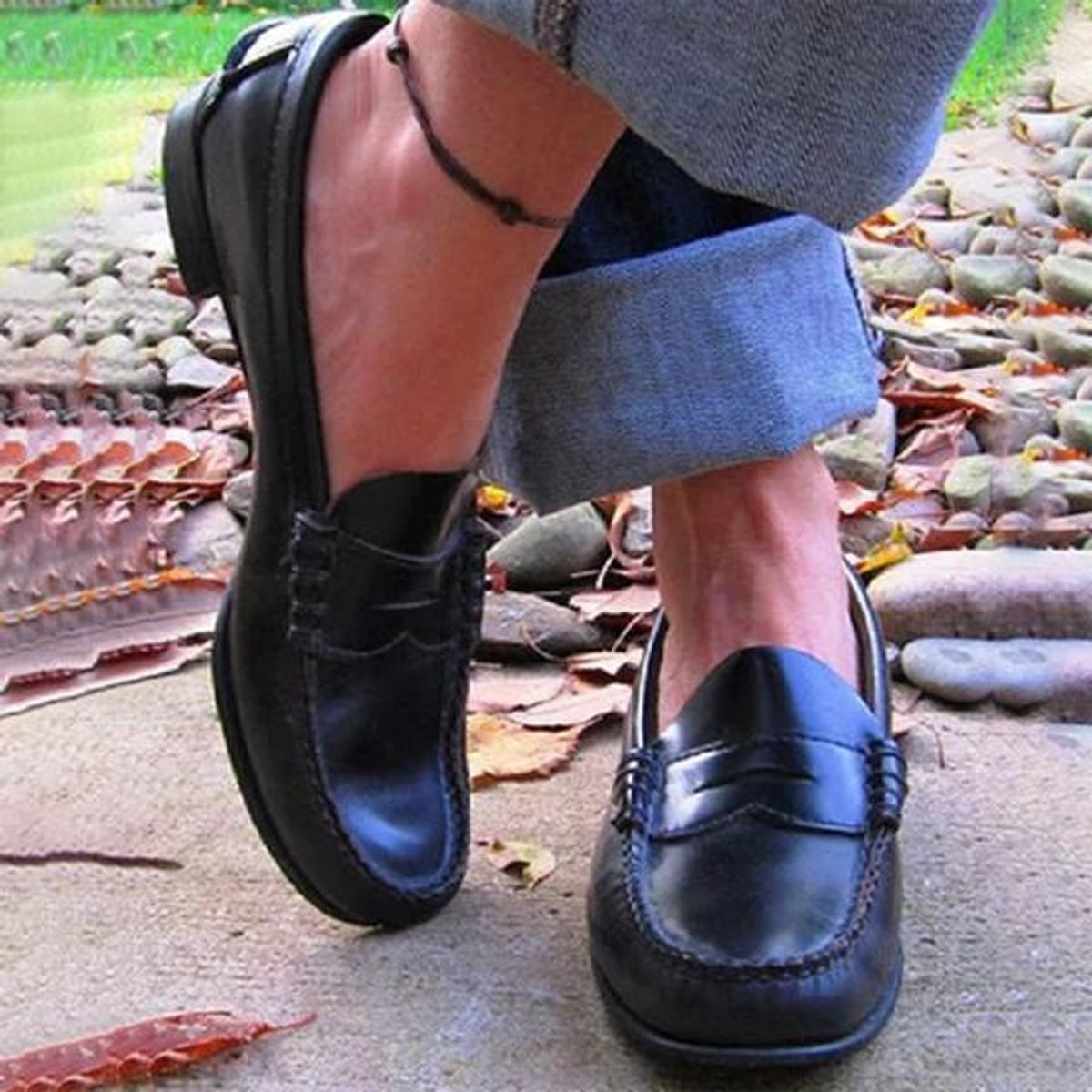 Women's Comfort Slip-On Flat Penny Loafers PU Leather - Black