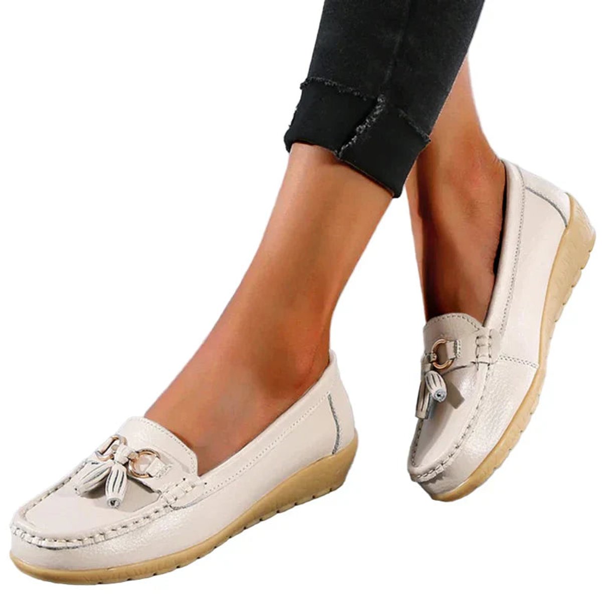 Women's Comfort Tassel Loafers Cushioned Wedge Slip-On Flats