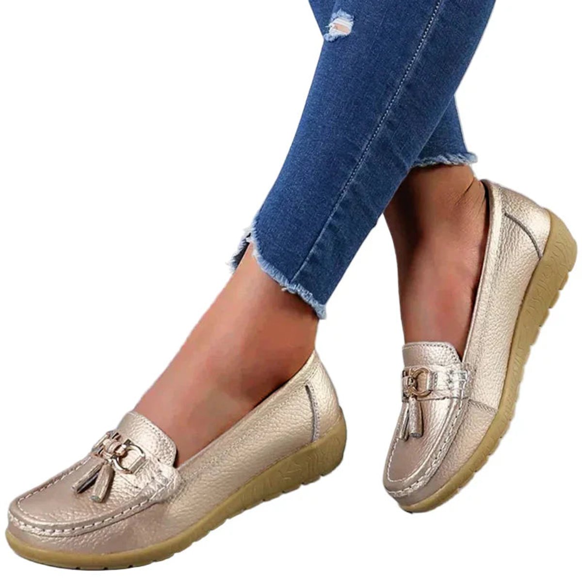 Women's Comfort Tassel Loafers Cushioned Wedge Slip-On Flats