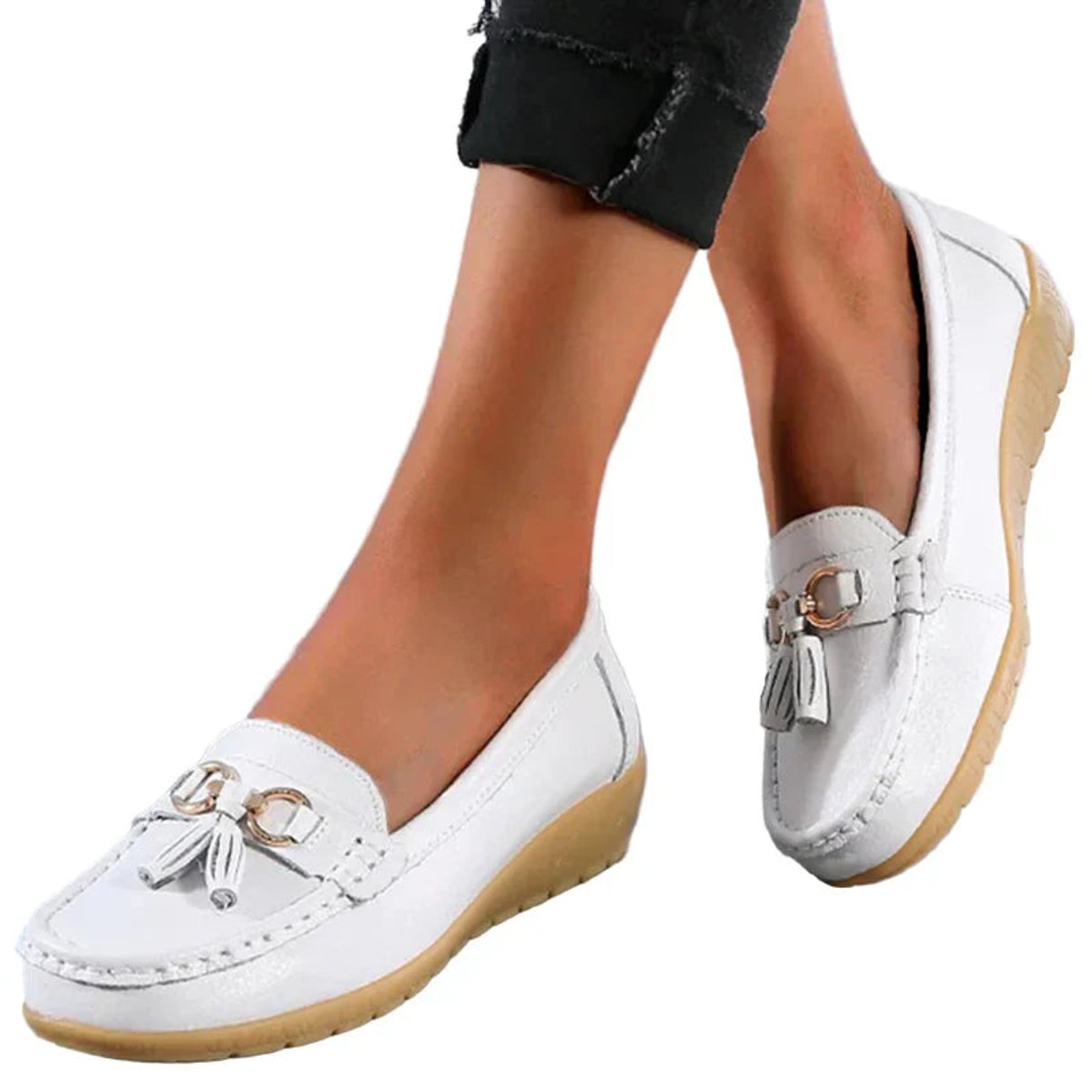 Women's Comfort Tassel Loafers Cushioned Wedge Slip-On Flats