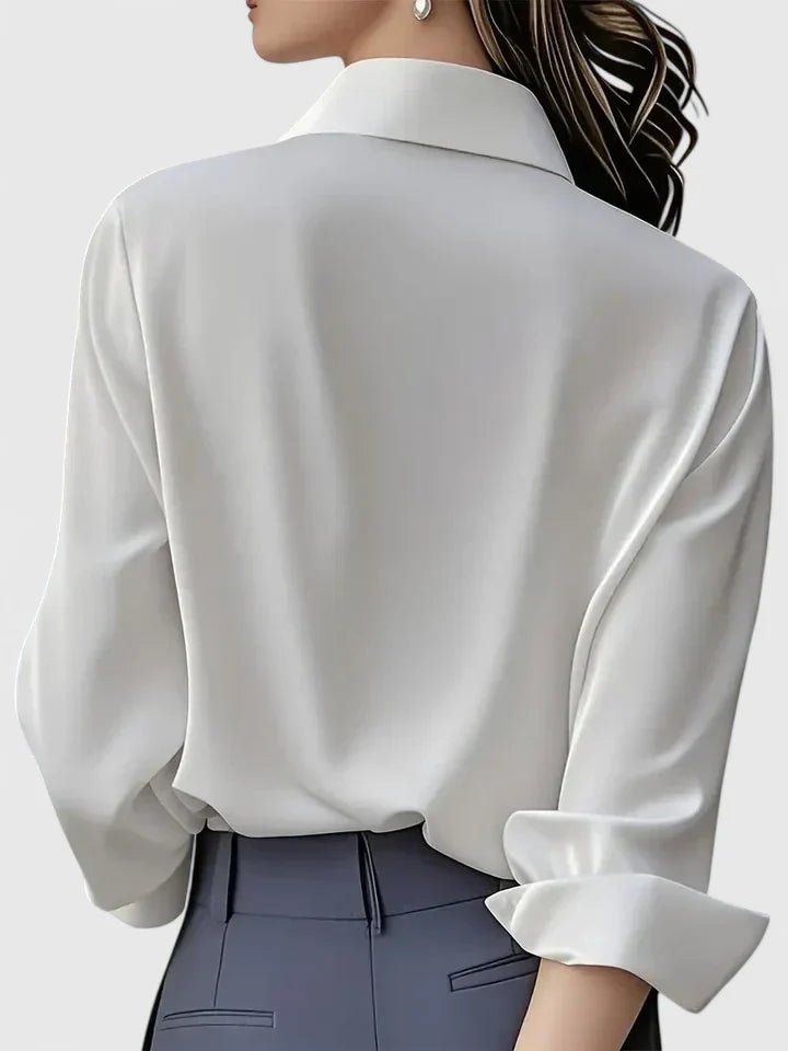 Women's Concealed-Placket Satin Long-Sleeve Button-Down Shirt