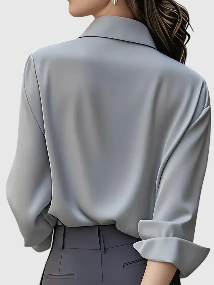 Women's Concealed-Placket Satin Long-Sleeve Button-Down Shirt