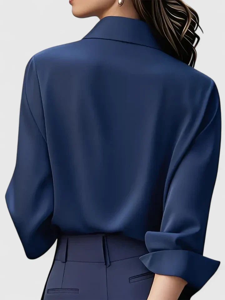 Women's Concealed-Placket Satin Long-Sleeve Button-Down Shirt