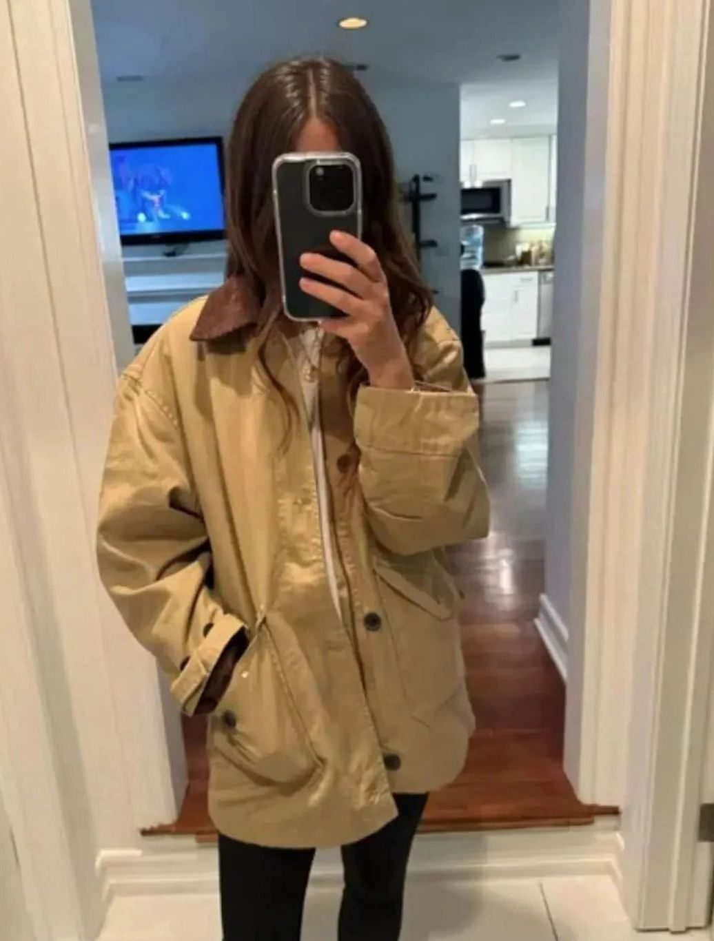 Women's Corduroy-Collar Mid-Season Relaxed Jacket