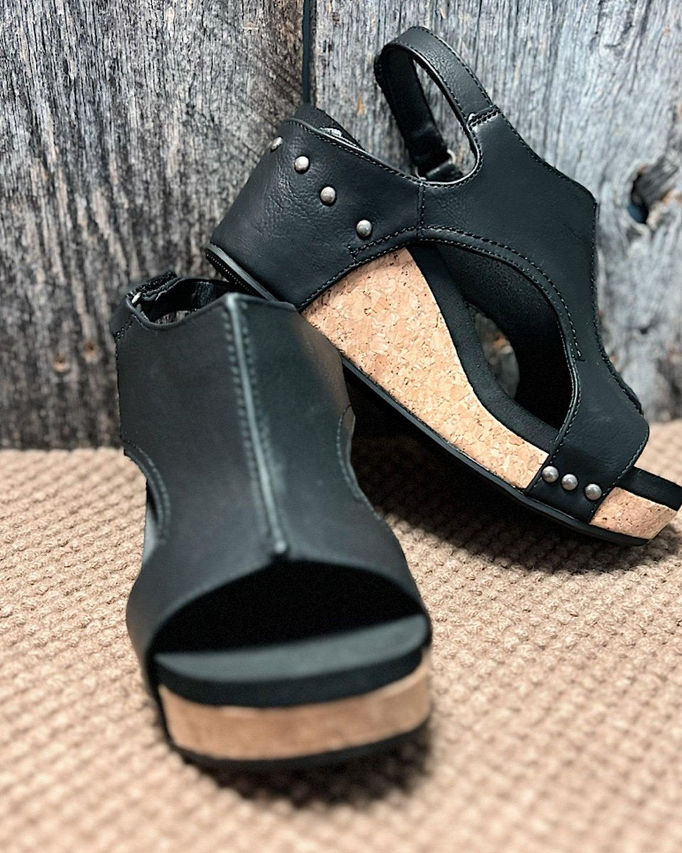 Women's Cork Wedge Cut-Out Comfort Sandals Open Toe Platform