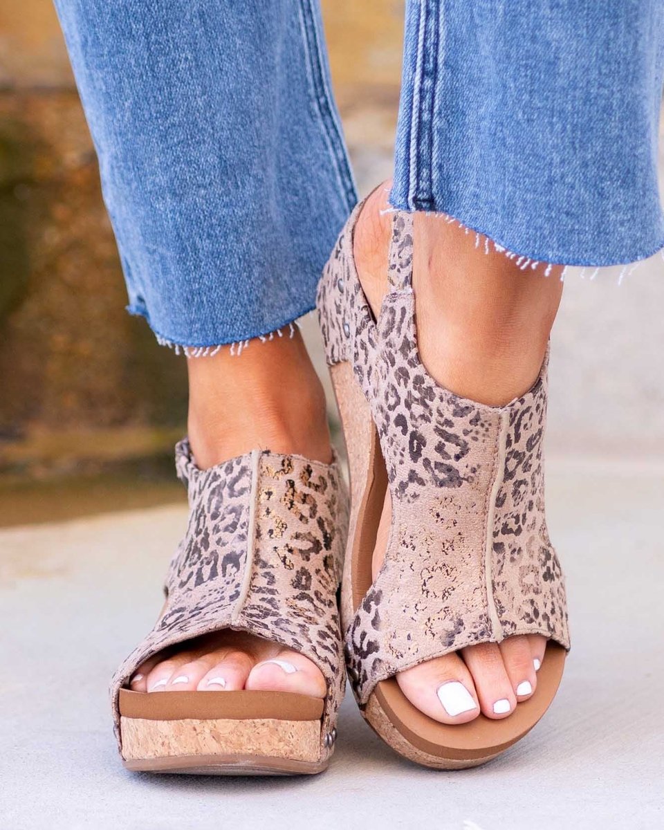 Women's Cork Wedge Cut-Out Comfort Sandals Open Toe Platform