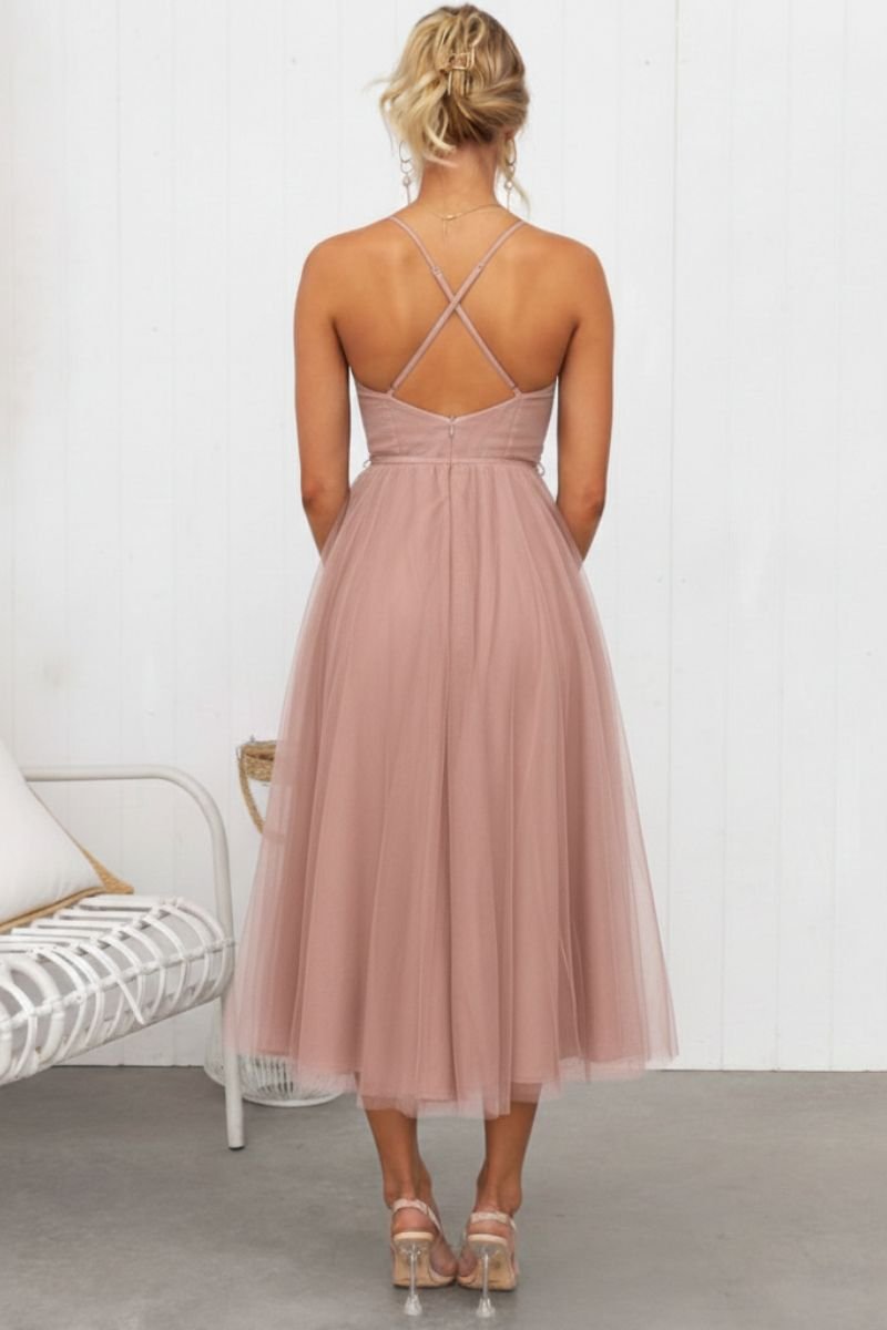 Women's Corset Bodice Tulle Midi Formal Evening Dress Sweetheart Neckline