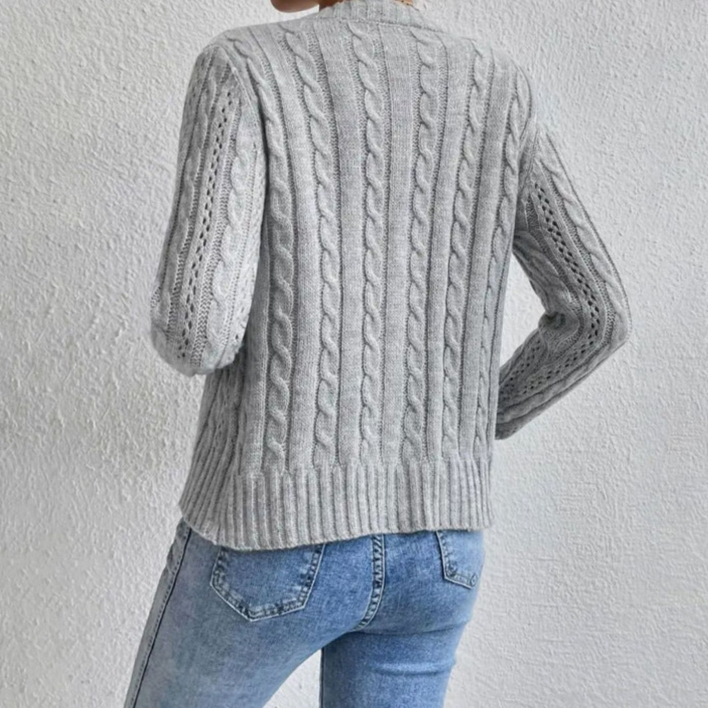Women's Cropped Cable Knit Button-Front Cardigan