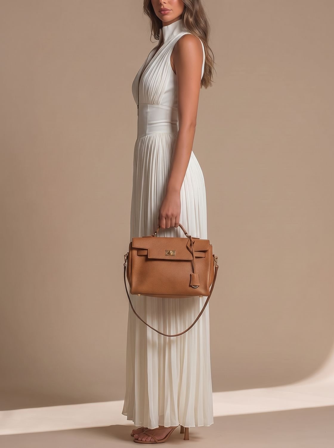 Women's Deep V-Neck Sleeveless Pleated Wide-Leg Chiffon Jumpsuit