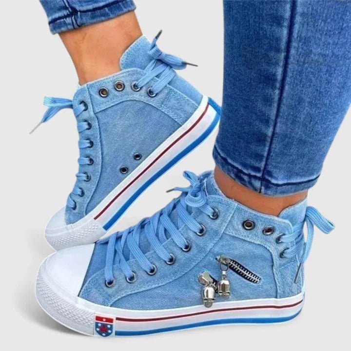 Women's Denim High-Top Canvas Orthopedic Sneakers - Denim Blue
