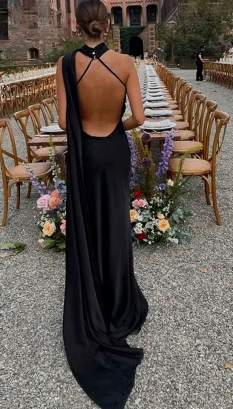 Women's Draped One-Shoulder Formal Maxi Dress