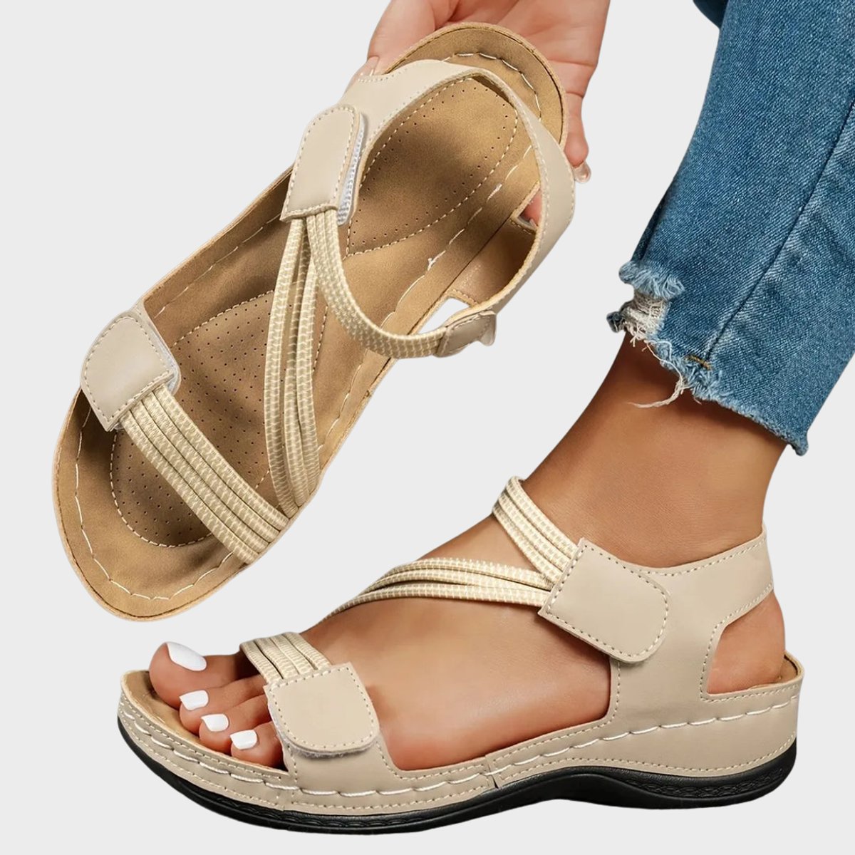 Women's Elastic Strap Adjustable Comfort Sandals Lightweight Cushioned Sole