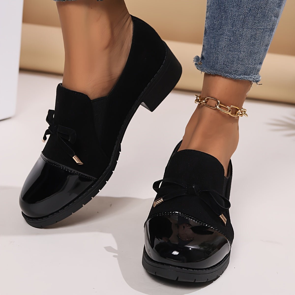 Women's Elegant Loafers Slip-On Comfort Tassel Black