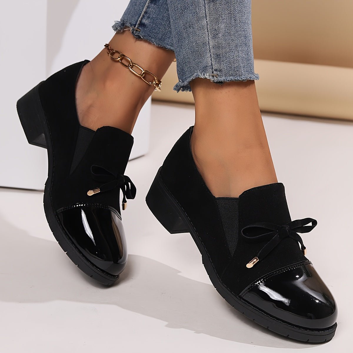 Women's Elegant Loafers Slip-On Comfort Tassel Black