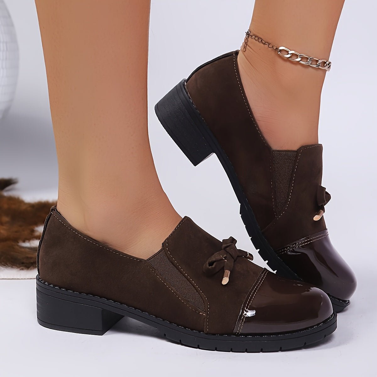 Women's Elegant Loafers Slip-On Comfort Tassel Black - Brown