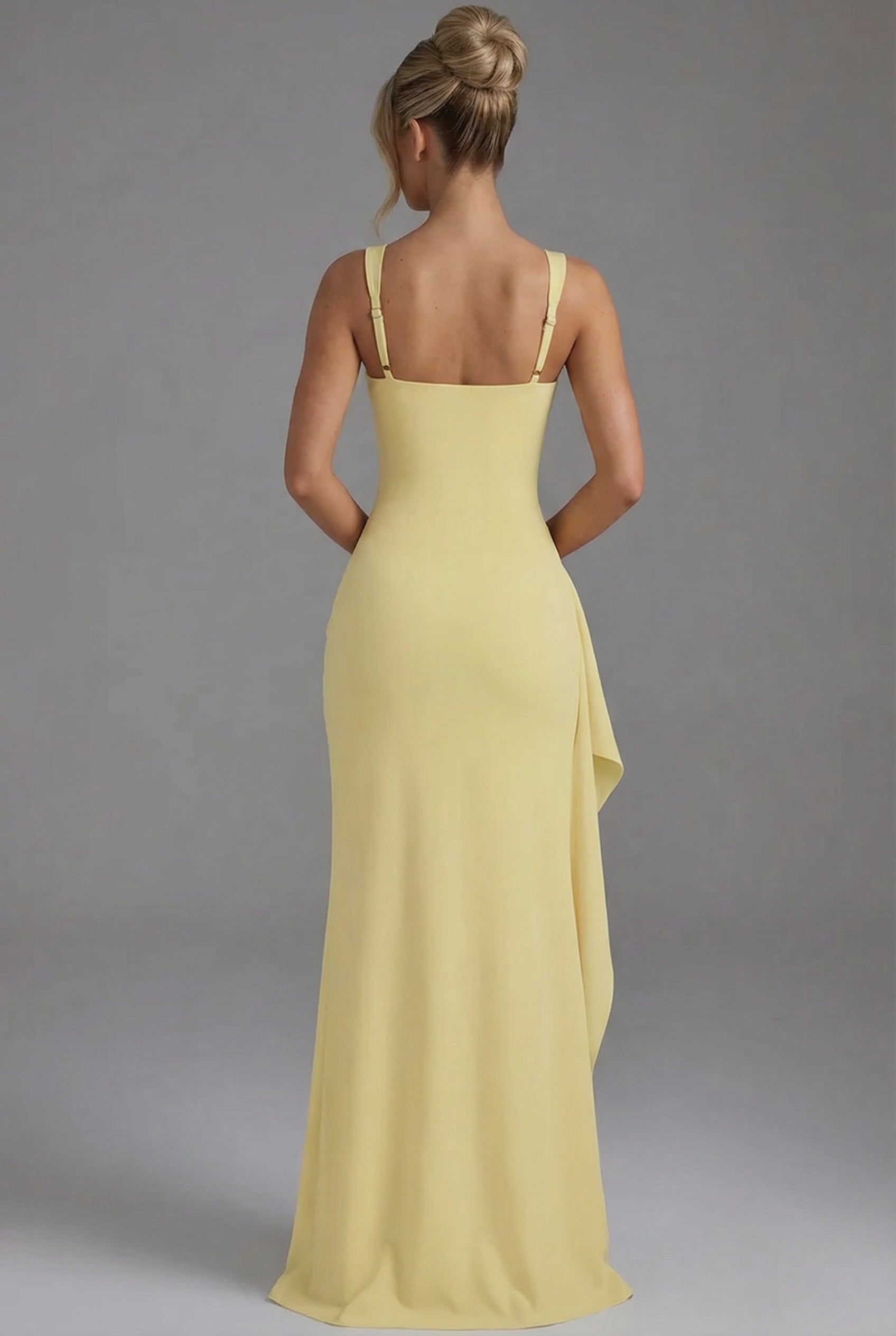Women's Elegant Open-Back Bodycon Slip Maxi Dresses Leg Split