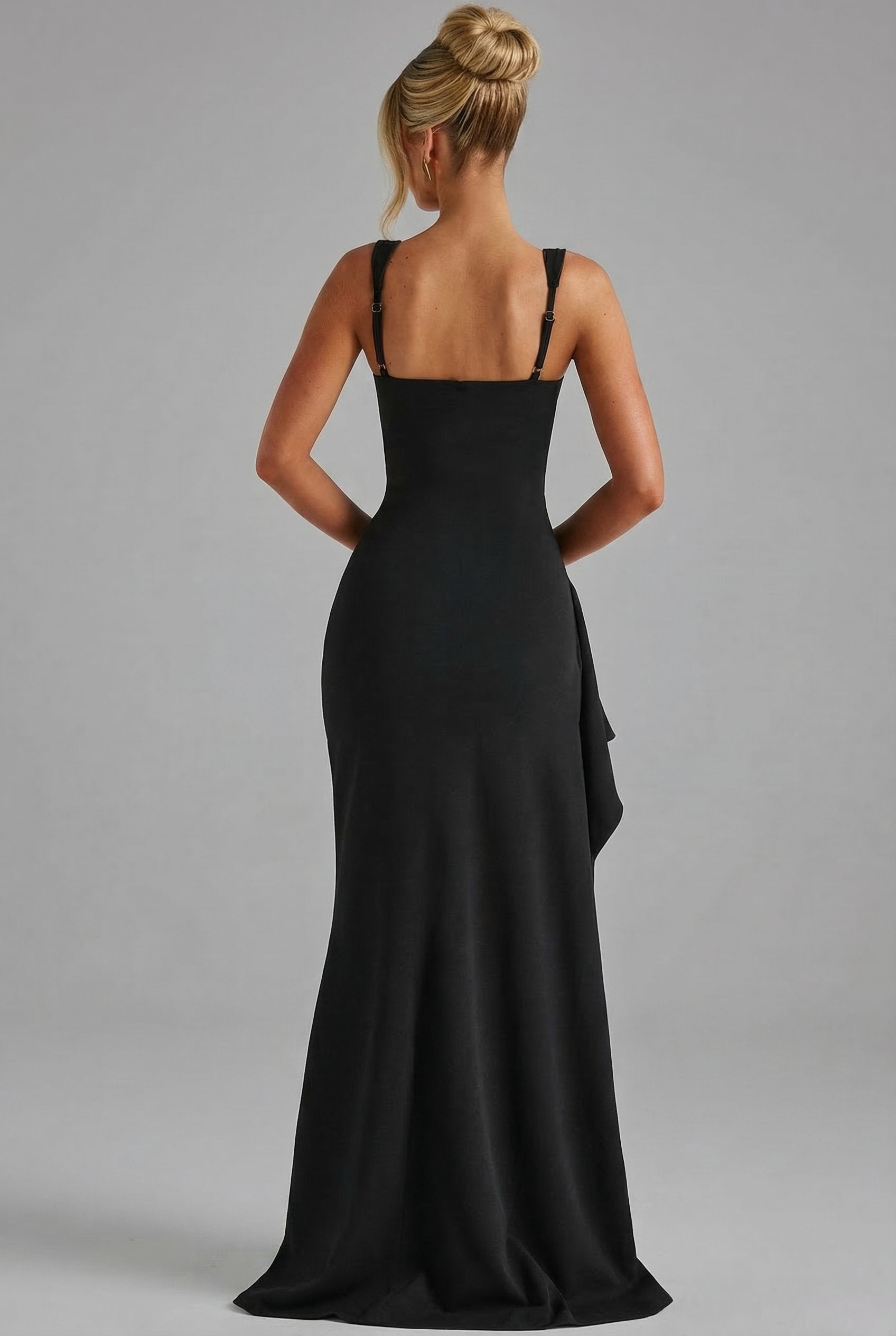 Women's Elegant Open-Back Bodycon Slip Maxi Dresses Leg Split