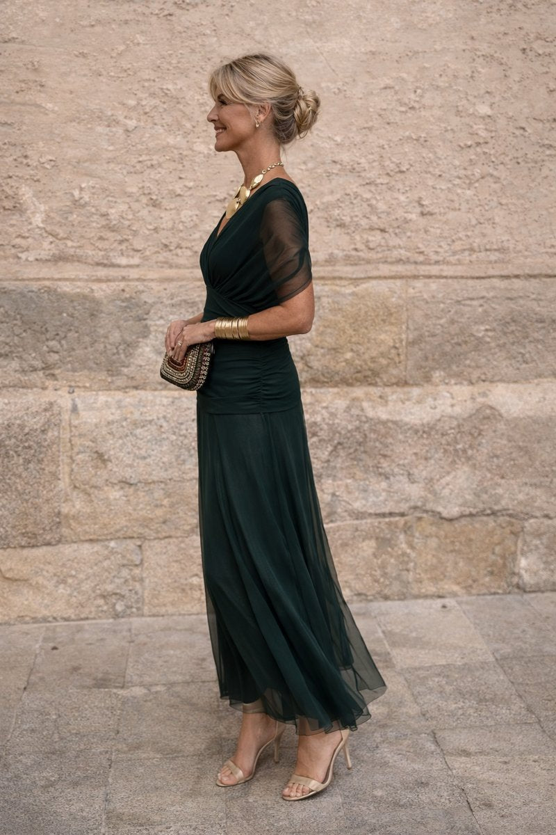Women's Elegant V-Neck Chiffon Maxi Summer Dress