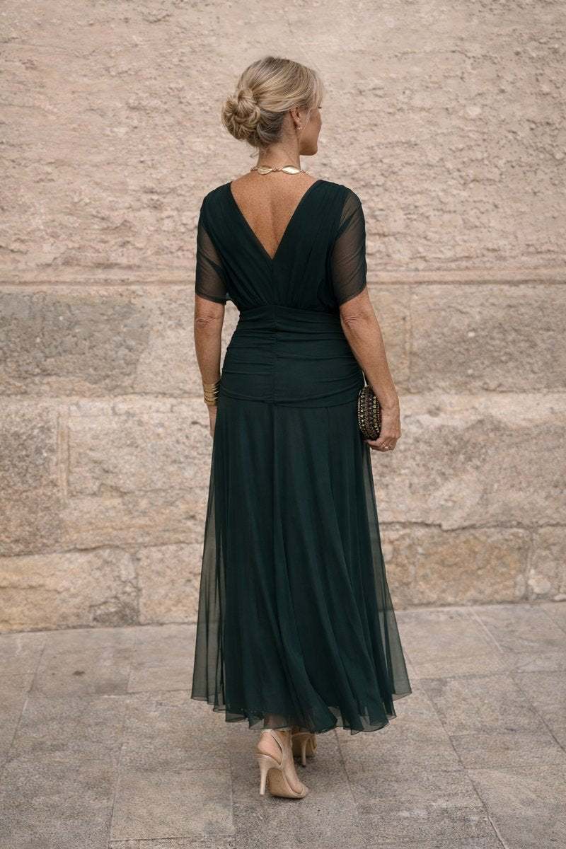 Women's Elegant V-Neck Chiffon Maxi Summer Dress
