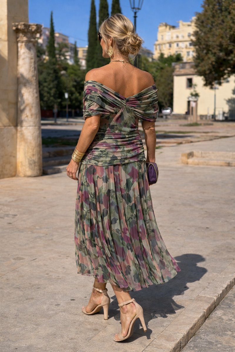 Women's Elegant V-Neck Chiffon Maxi Summer Dress