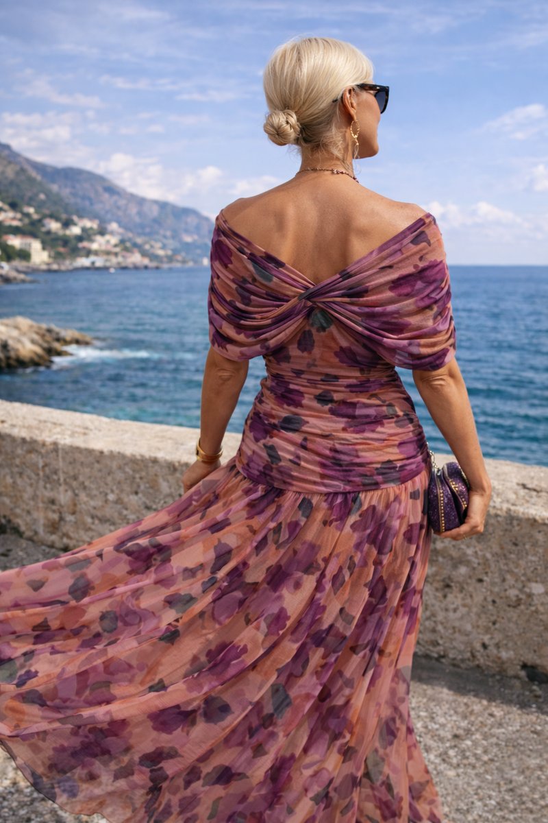 Women's Elegant V-Neck Chiffon Maxi Summer Dress