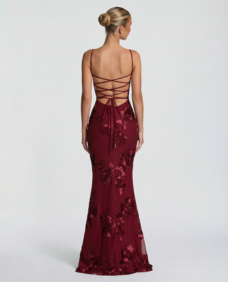 Women's Embroidered Mermaid Maxi Summer Dress Corset Formal Gown