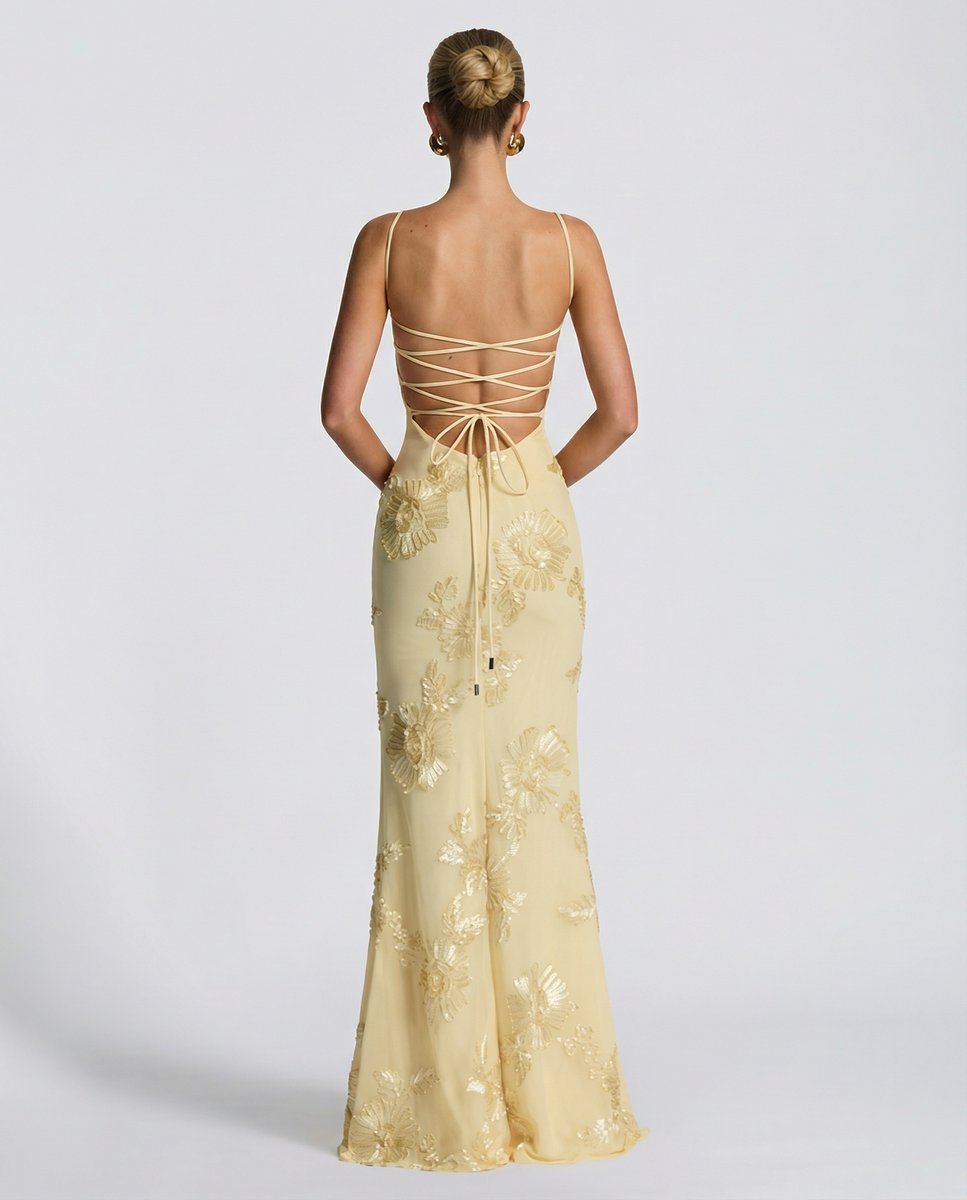 Women's Embroidered Mermaid Maxi Summer Dress Corset Formal Gown